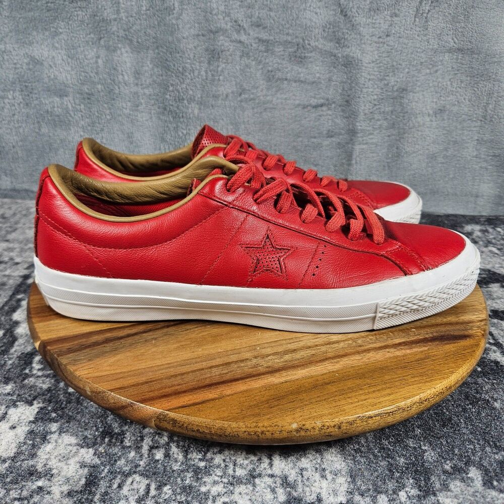 Converse One Star OX Casino Mens Size 10 Red Leather Athletic Shoes Sneakers